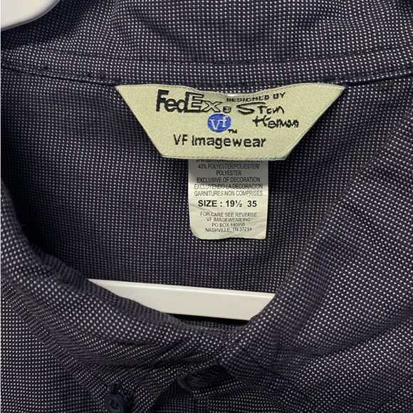 FedEx Stan Herman Button Down Shirt Uniform Work Shirt Size 19 1/2  35 - Picture 3 of 4